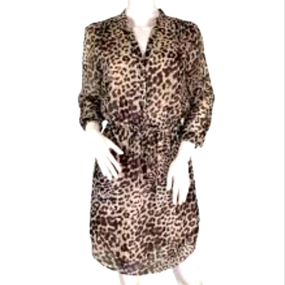 Vince Camuto Animal Leopard Cheetah Print 3/4 Sleeve Midi Dress NWOT